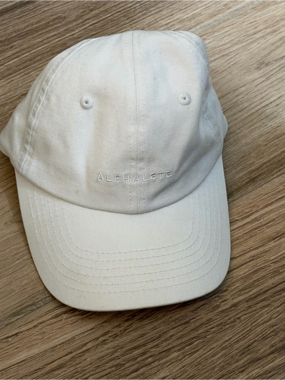 Alphalete White Dad Hat Baseball Cal Embroidered Spell Out Logo Adjustable Cap